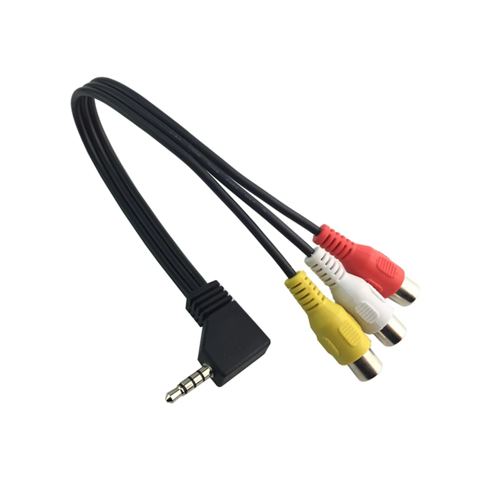 

90 degree 3.5mm male jack to 3 RCA socket adapter audio converter video AV cable wire high-speed cable