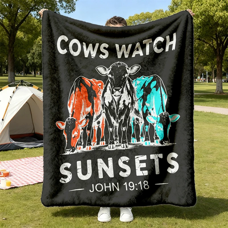 Cows Watch Sunsets Warm Blanket, Harrow The Ninth Merch, The Locked Tomb Soft Blanket, Gideon The Ninth