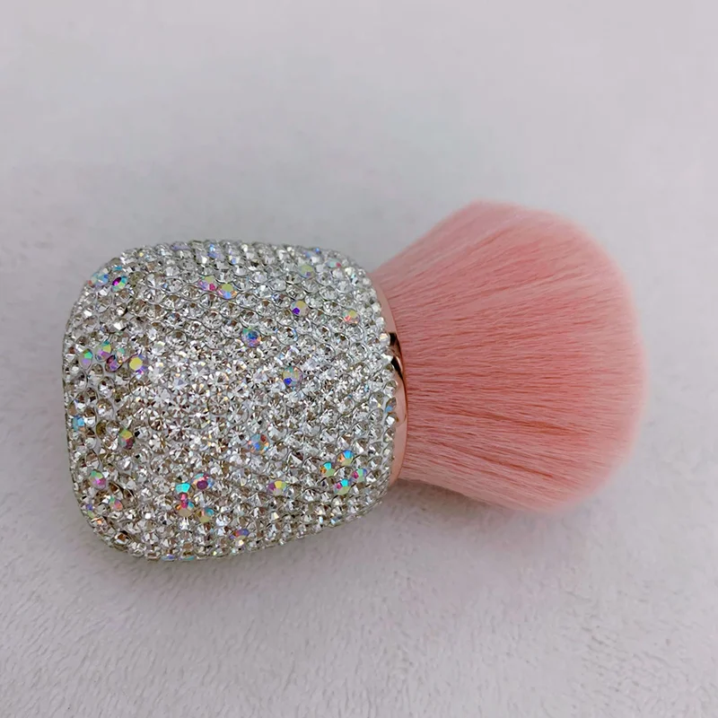 Brosse de maquillage tête de champignon décorée de strass, brosse multifonctionnelle Portable pour poudre et Blush pour la maison et les voyages