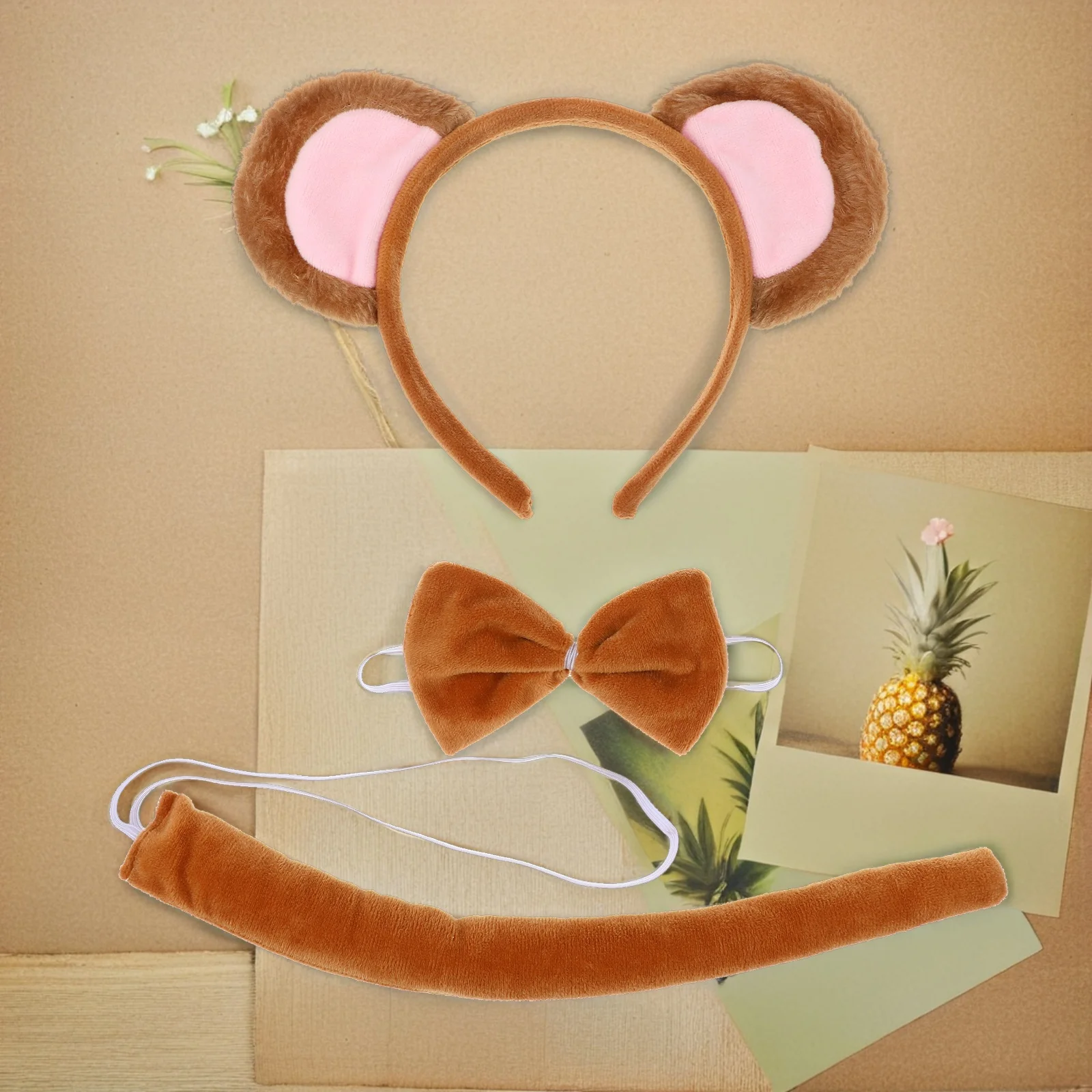 

Halloween Monkey Costume Set Animal Ears Headband with Tail Festival Party Accessory Cosplay Prop for Adults Unisex Style