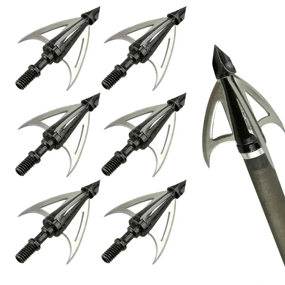 Image of 6/12 Stück 100-Grain-Pfeilspitzen aus Edelstahl mit feststehender Klinge, Jagdspitzen für Jagd, Schießübungen und Bogenschießen