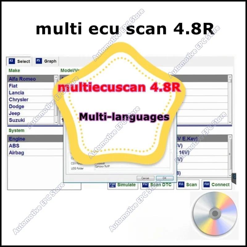 2026 Hot Sale Multi EcuScan 4.8 Car Software for Fiat Connector Auto Repair Data  Mult/iEcu/Scan V4.6 4.7 Registered Unlimited