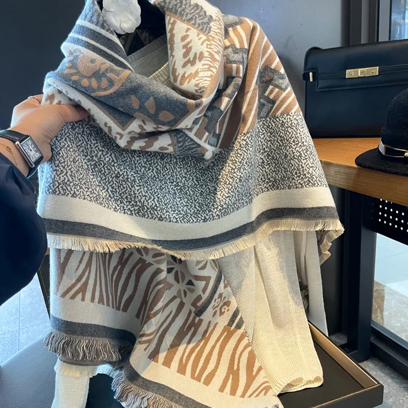 

Inter женский шарф, шаль, двухсторонняя термоплюшевая флисовая бахрома, большой квадратный платок, модный аксессуар для холодной погоды