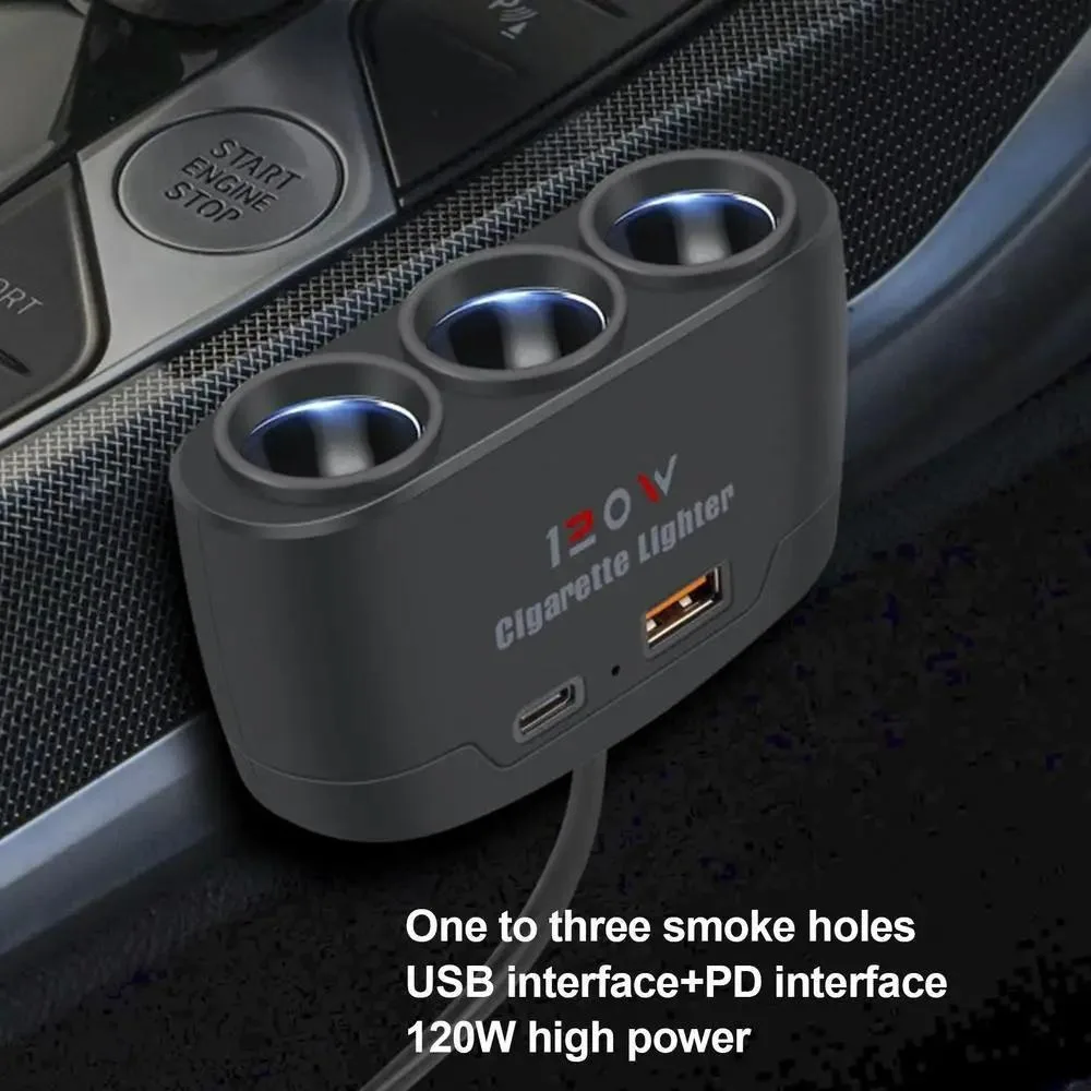Universal USB Schnelle Lade QC 3,0 Power Adapter 120W Mutil Buchse Auto Ladegerät Zigarette Leichter Handy Adapter Für iPhone
