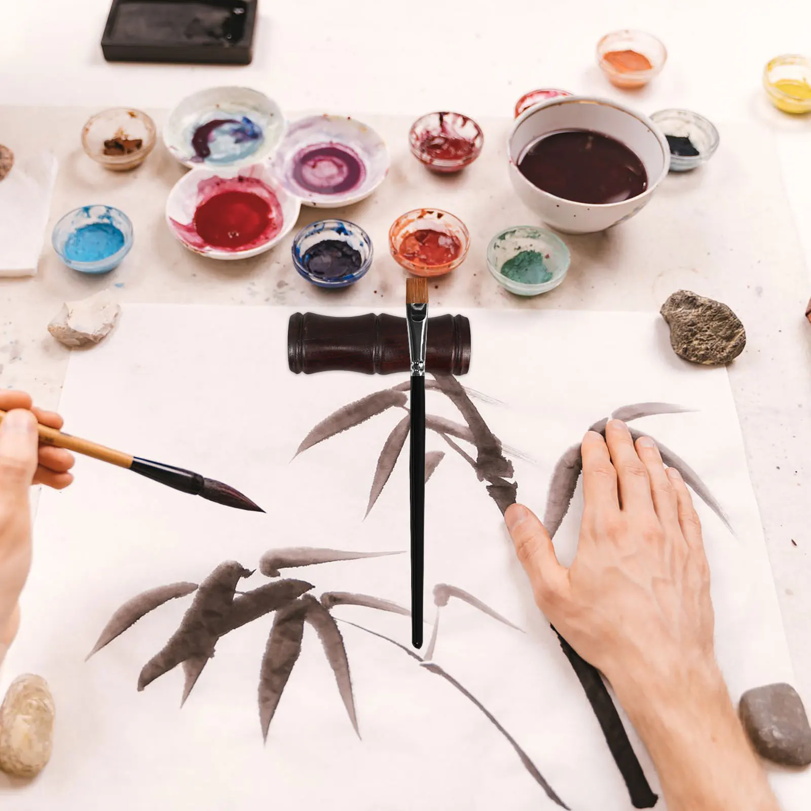 

Redwood Pen Rest Holder Vintage Bamboo Joint Design Chinese Brush Organizer Desk Pencil Holder Calligraphy Tools Elegant Wood