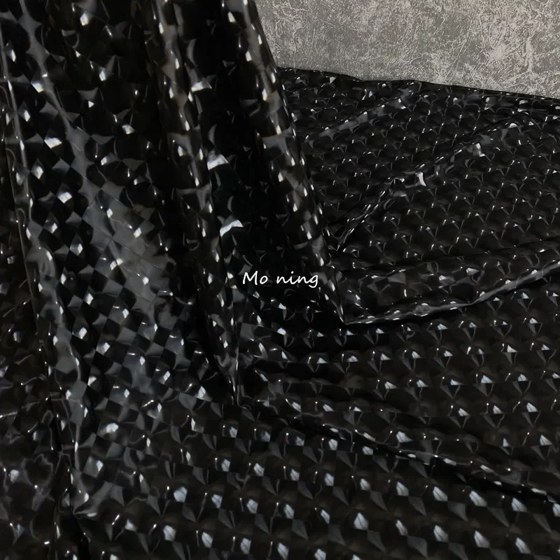 

3D сетка с водяными бусинами, ткань из искусственной кожи, мягкая эластичная черная одежда для выступлений, дизайнерская скатерть для шитья, материал, ткань