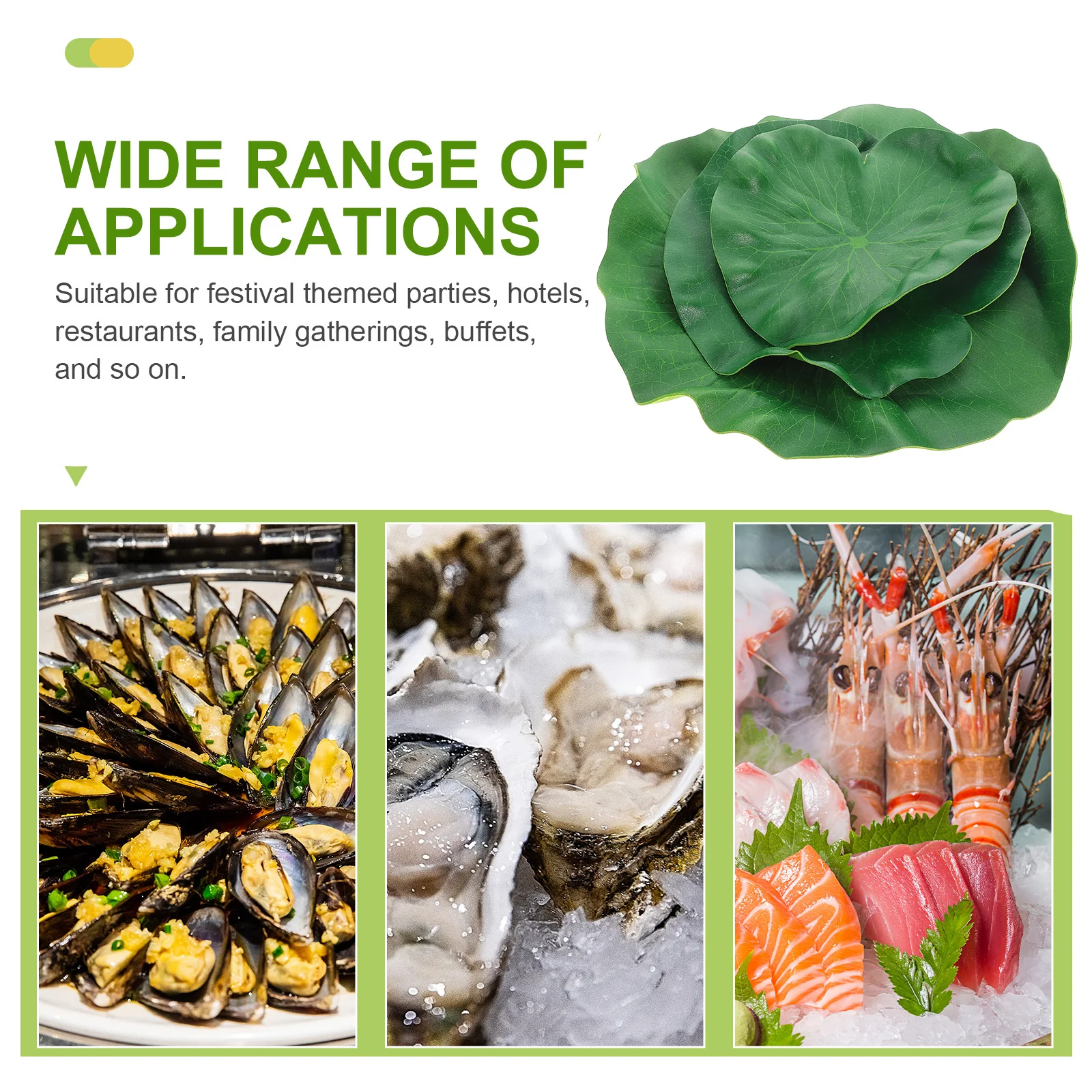 

3Pcs Plastic Lotus Leaf Placemat Leaf Shaped Food Mat for Table Protection Heat Insulation Non-Slip Dining Decoration Party