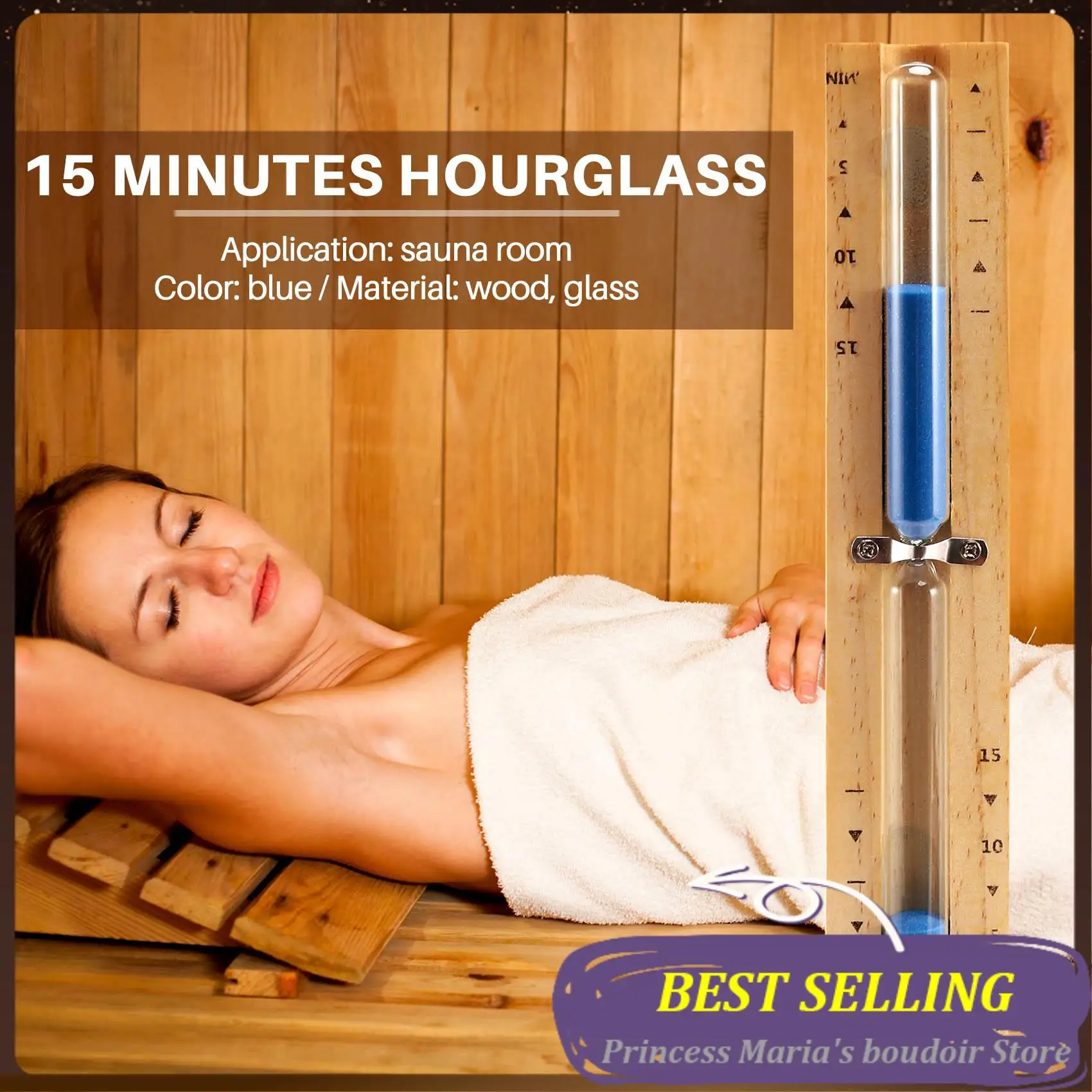 AB30-15 Minute Timer Sauna Hourglass Wall Rotating Sand Timer Countdown Clock 15 Minute
