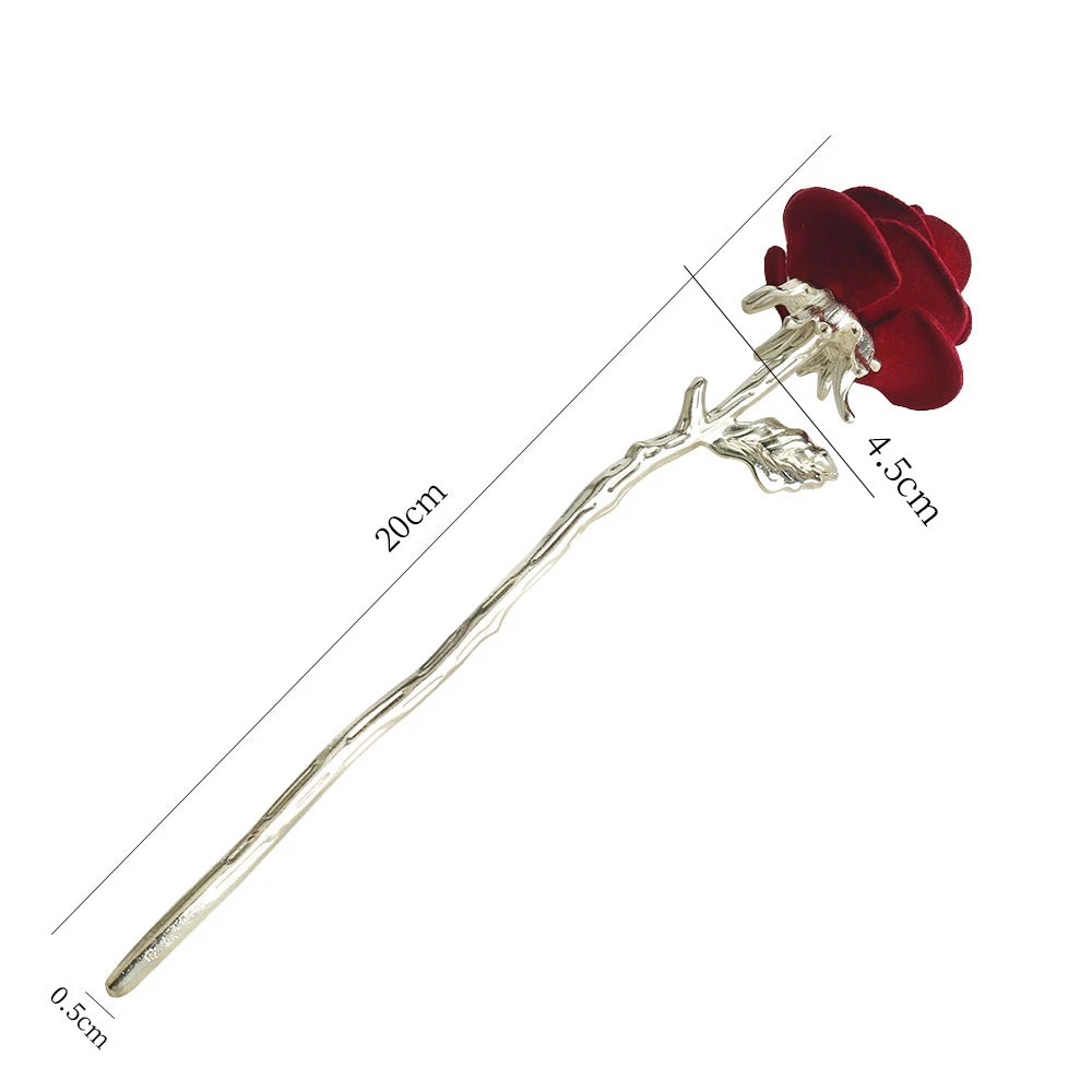 Chinese Flocked Rose Hairpin Ancient Exquisite Tassel Hairpin High Level Retro Hair Stick Bride's Pan Hair Headwear