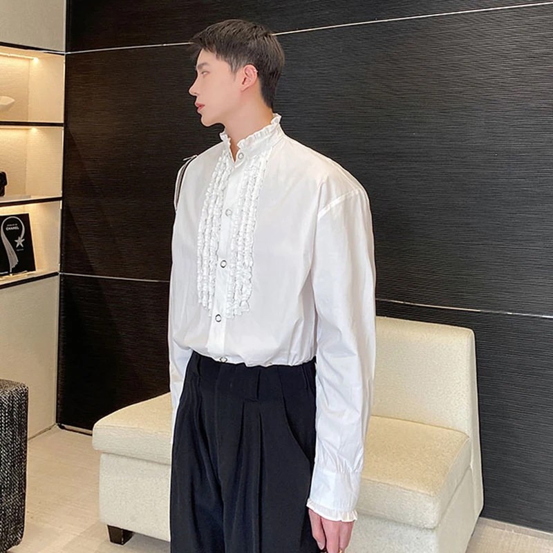 LUZHEN Shirts Long Embroidery Casual Patchwork Sleeve Zipper Decorate Personalized Men's 2025 Autumn New Solid Color Tops JY8539