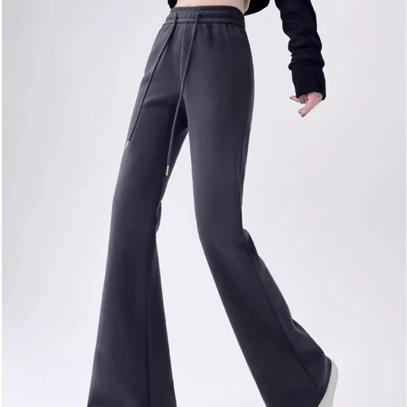 Gidyq American Casual Flare Pants Women Fashion High Waist Slim Female Sports Trousers Summer Solid Office Ladies Pants New