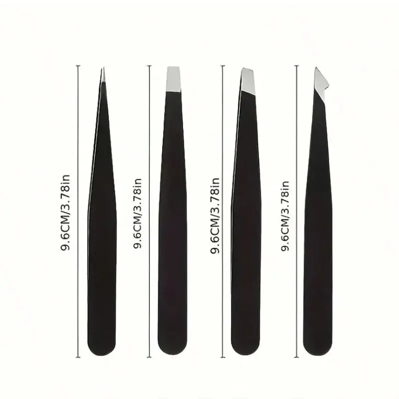 4 Pcs Professional Multi-functional Stainless Steel Tweezers Set for Eyebrow &Hair Removal Daily Tool, DIY hand tool