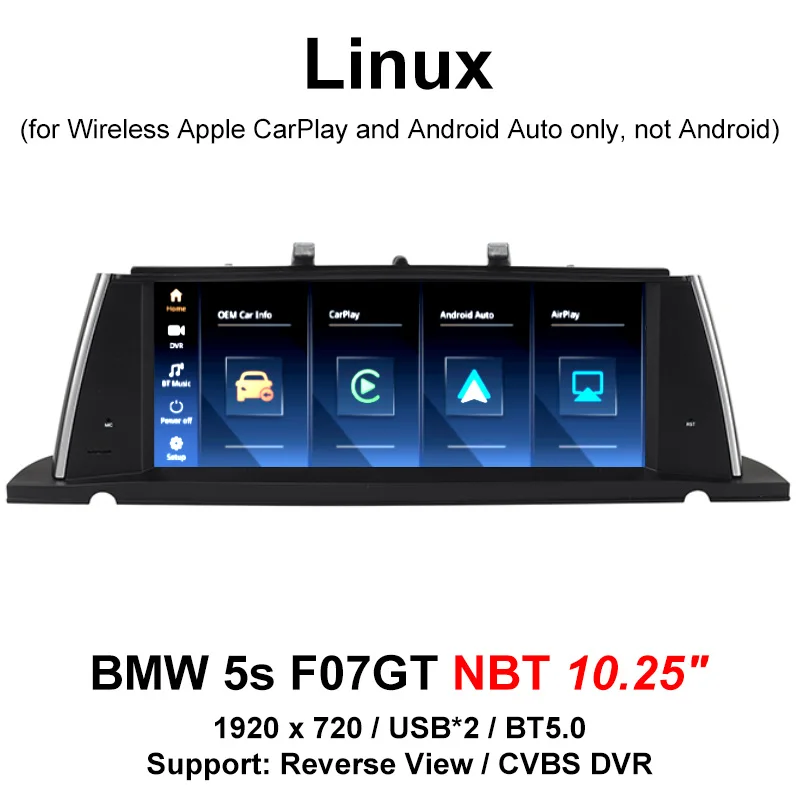 

Для BMW 5s F07 NBT CIC новейший 1920 Linux беспроводной CarPlay экран Поддержка Android Авто Hicar USB Bluetooth