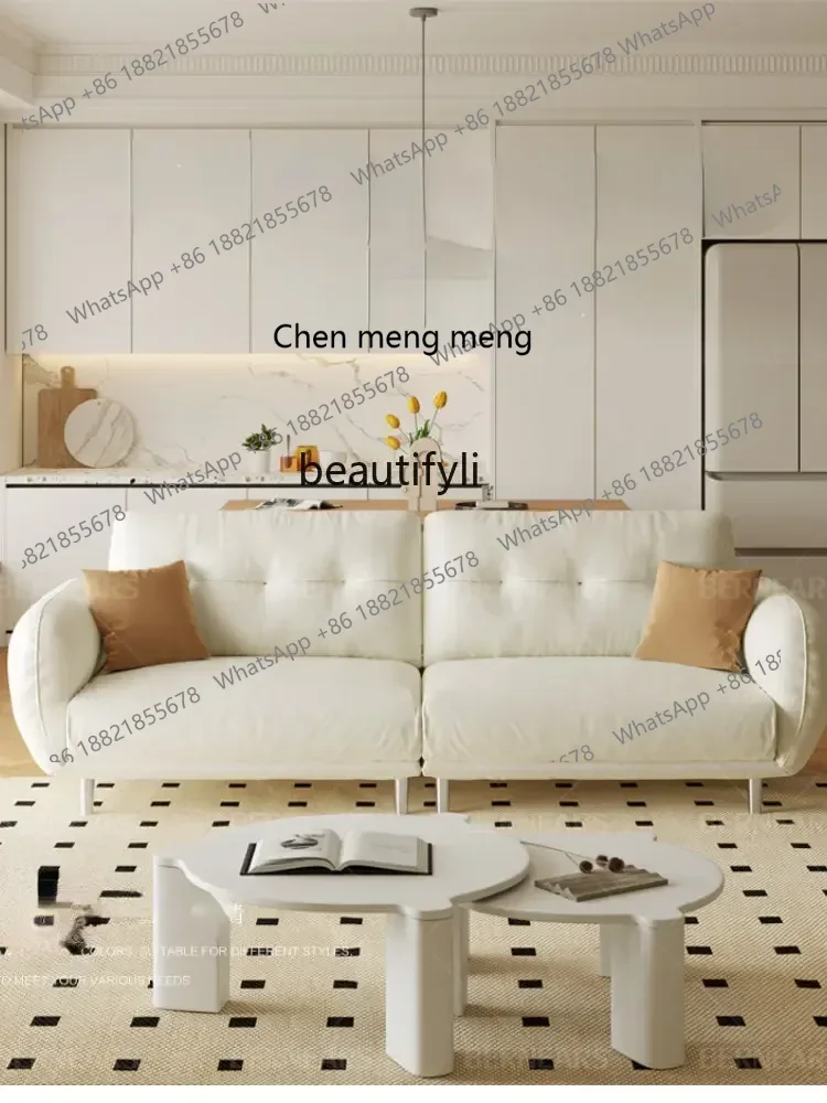 D178 Y yj Nordic Cream Style Modern Minimalist Sofa Light Luxury Technology Fabric Sofa Combination Straight Row