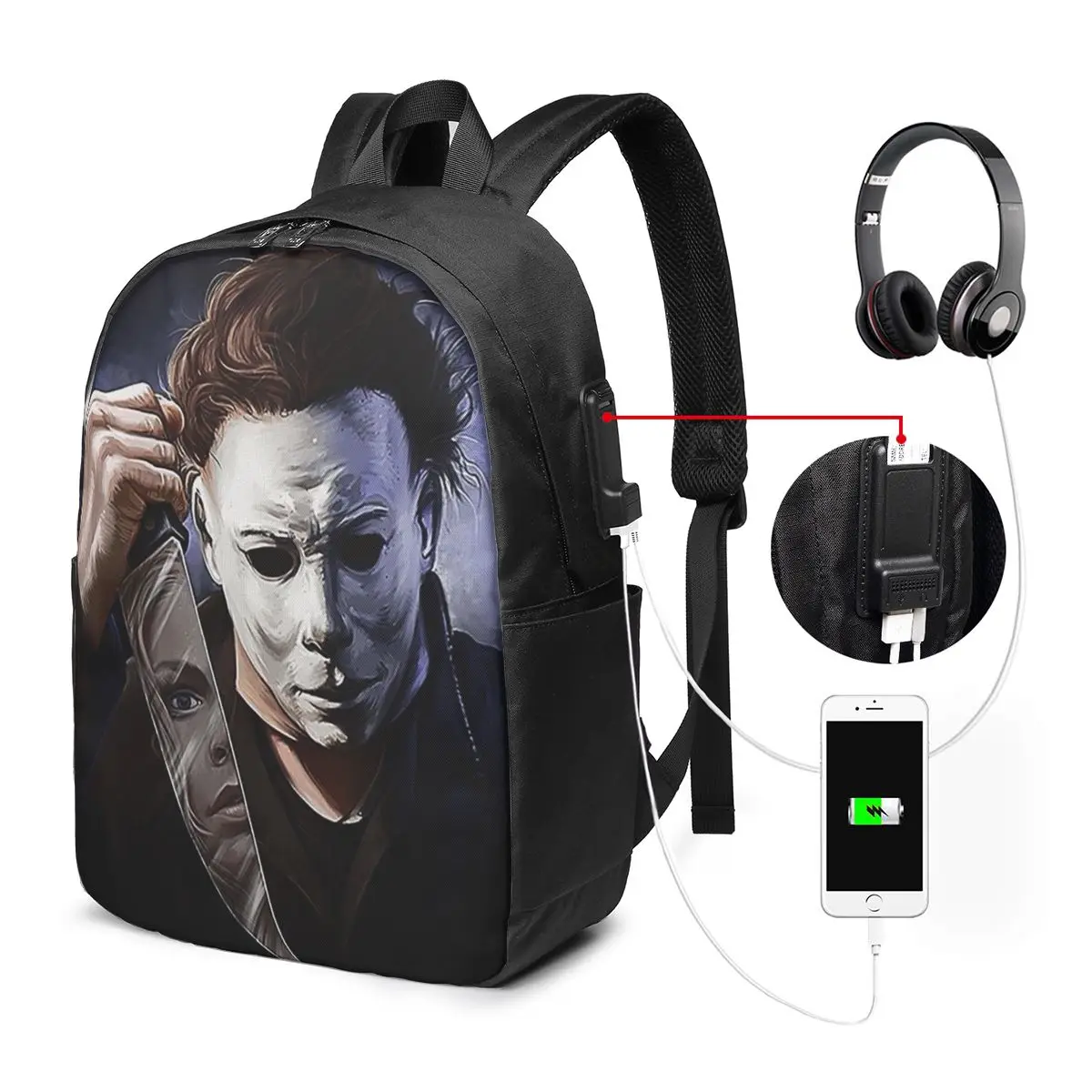 Michael Myers Backpack Travel Notebook Bag Computer College Student School Bag Laptop Shoulder Bags for Men Women