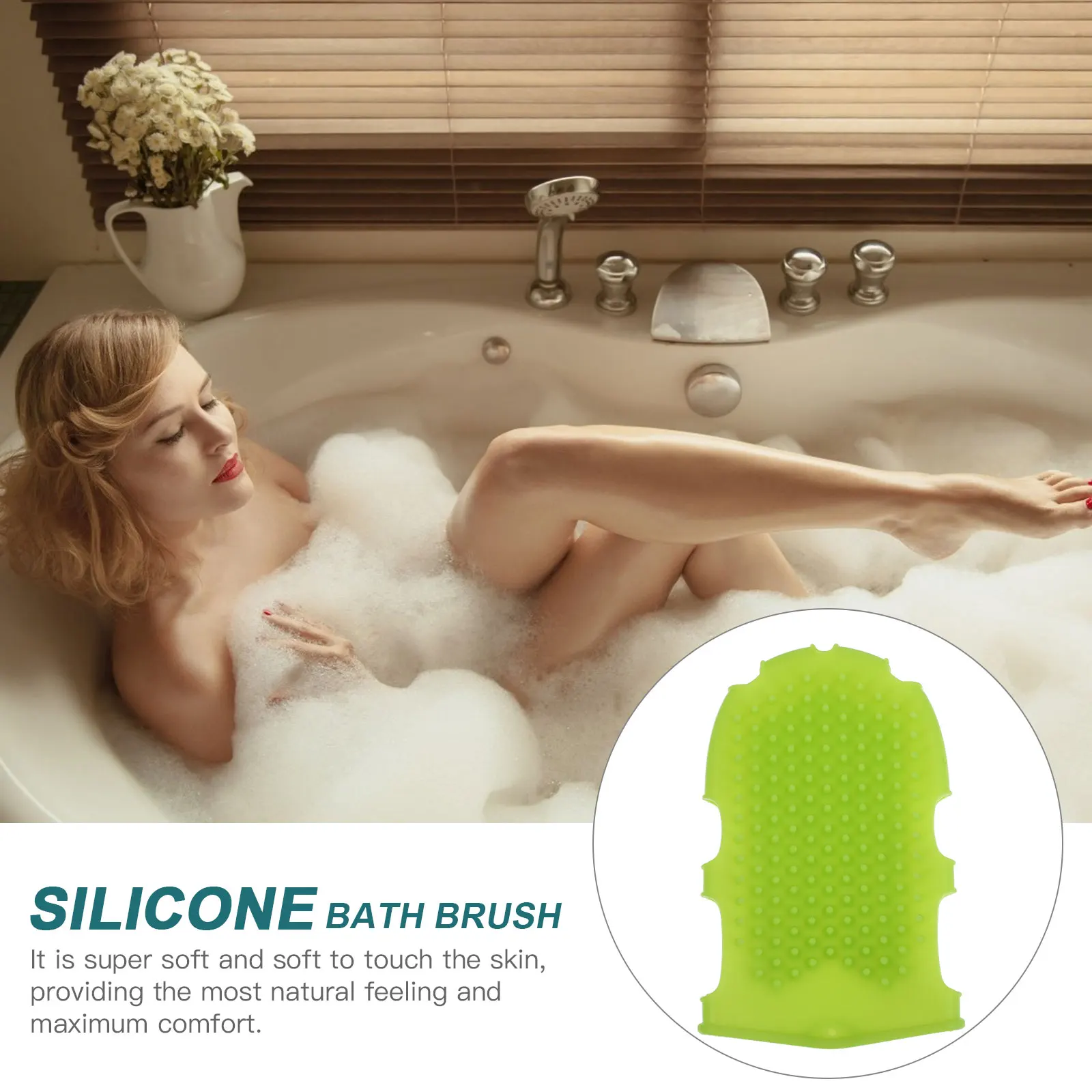 

Silicone Body Scrubber Shower Brush Dense Bristles Exfoliating Massage Ergonomic Bath Glove Gentle Skin Home Daily Use
