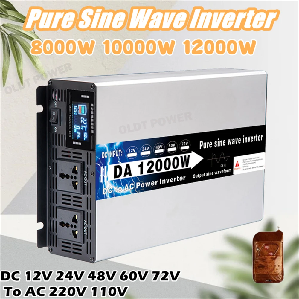 

8000W 10000W 12000W Inverter 12V 24V 48V 60V 72V To AC 110V 220V Pure Sine Wave Solar Power Inverter Voltage Frequency Converter