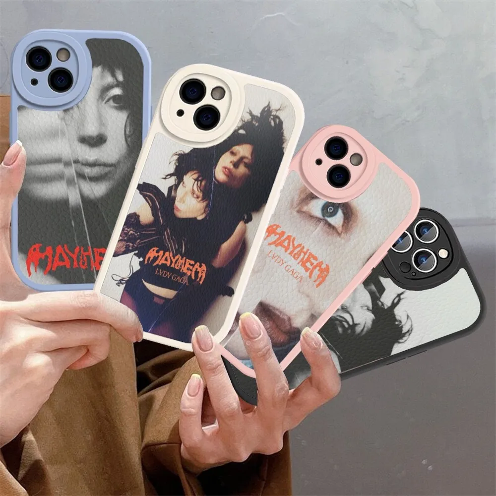 

Singer L-Lady Gaga Phone Case Hard Leather For IPhone 16 15 14 13 12 Mini 11 14 Pro Max Xs X Xr 7 8 Plus Fundas