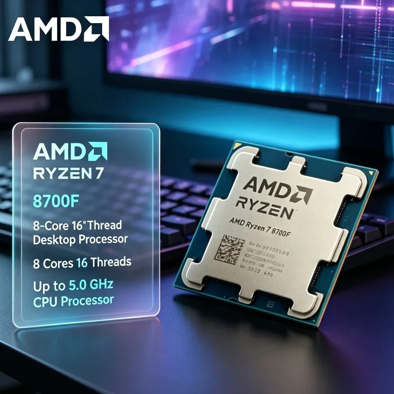 AMD Ryzen 7 8700F F-Series CPU 8 Cores 16 Threads 5.0GHz AM5 Socket Desktop Processor for Discrete GPU Build