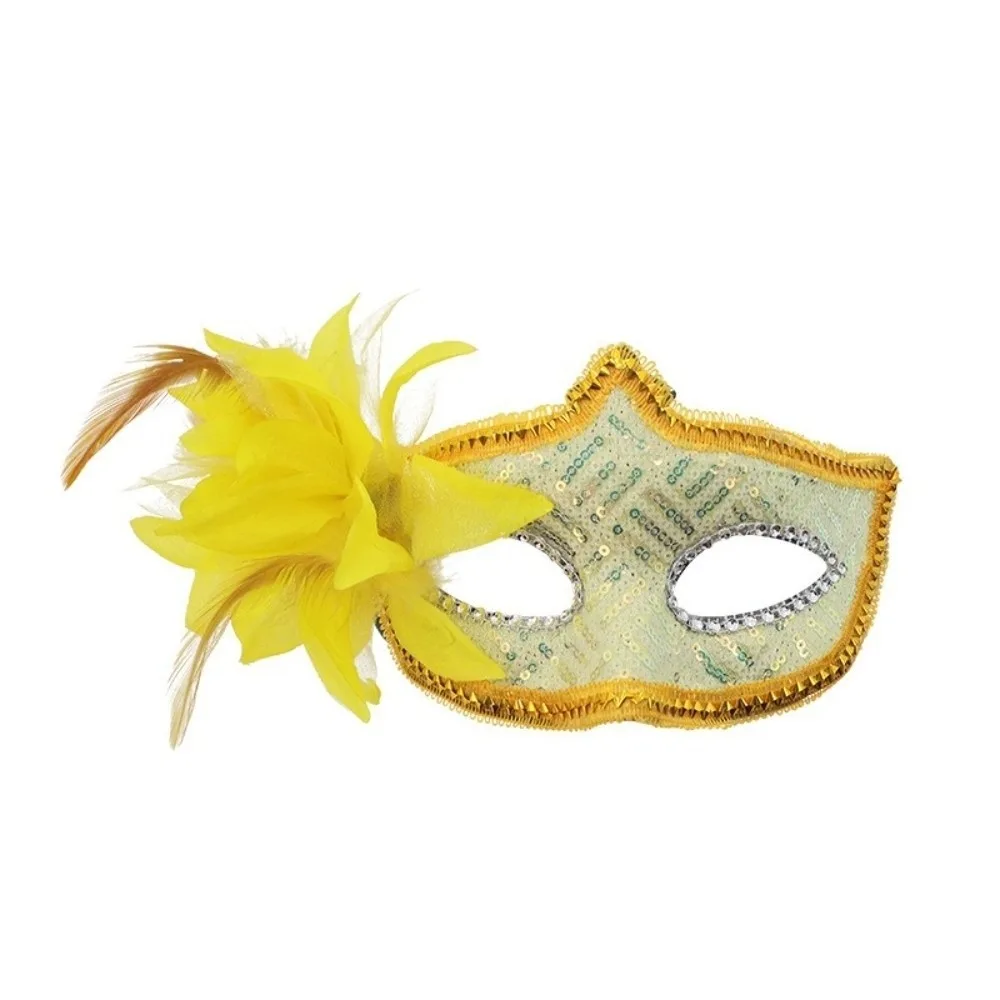 Anime Cosplay Sequin Halloween Party Mask Feather Plastic Flower Mask Cosplay Prop Halloween Dressing Masquerade Mask Girl