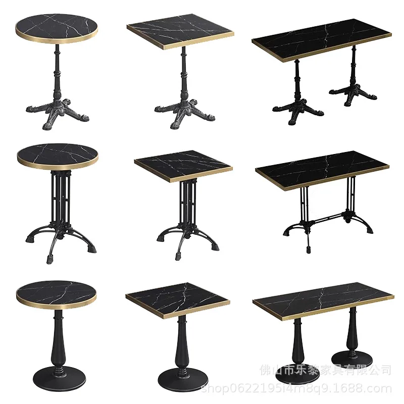 

Indoor furniture chairs rock slab stainless steel hemming table milk tea shop negotiation small round table cafe marble