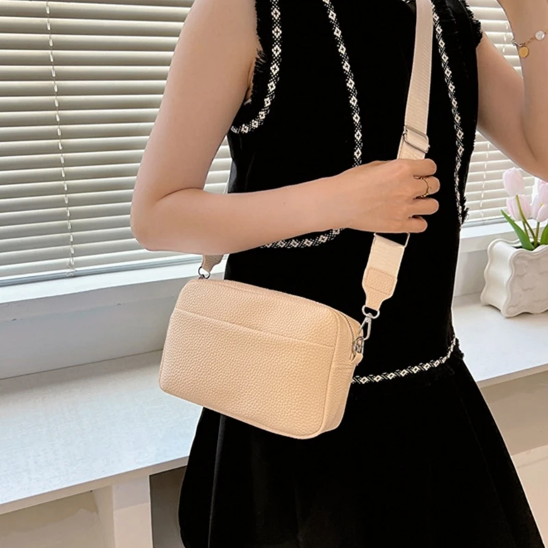 2023 New PU Crossbody Bag for Girl Student Casual Shoulder Bag Large Capacity Fashion Bag Black/Beige/Khaki/Pink