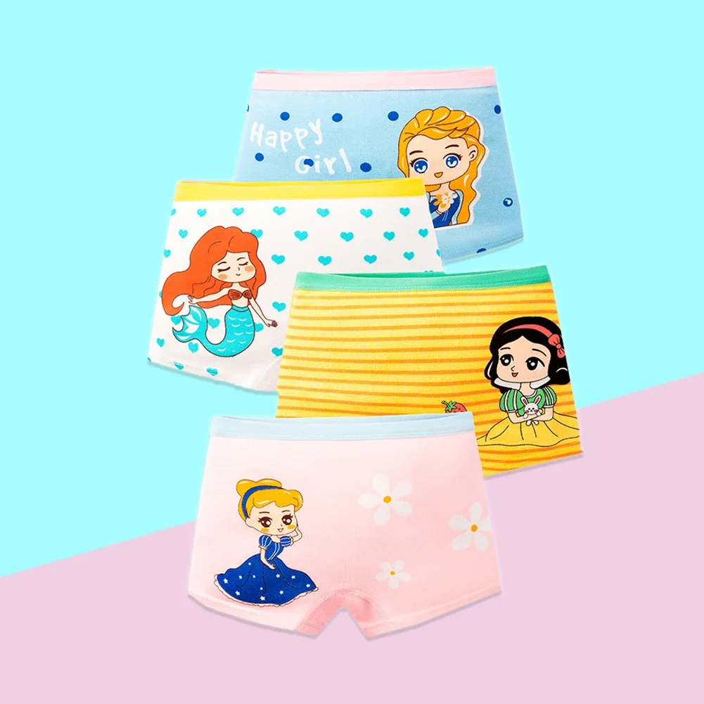 4pcs/Bag 1-12Y New Girl Underwear Elsa Mermaid Cartoon Girls Boxers Children Knickers Underpants Kids Panties Panty Briefs