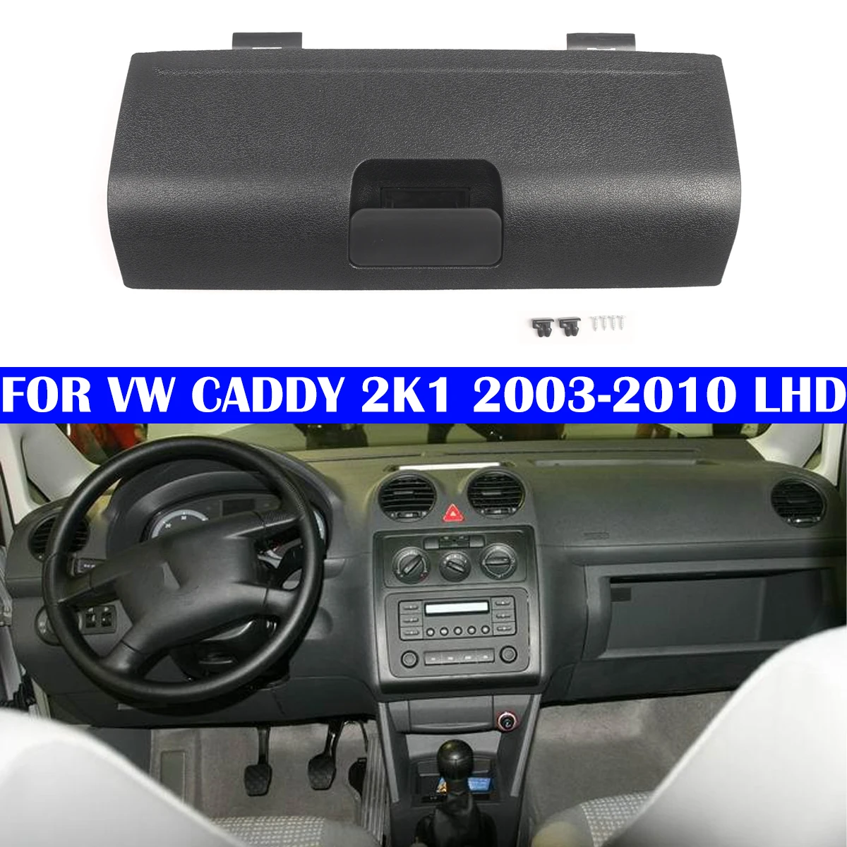 Black Car Front Glove Boxes Cover Compartment Lid For VW CADDY 2K1 2003-2010 LHD Replacement Accessories 2K1857122