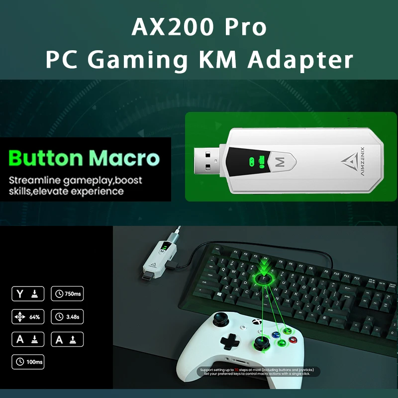 AIMZENIX AX200PRO Конвертер клавиатуры и мыши в контроллер для ПК Nintendo Switch — игровой адаптер Plug & Play FPS (вызов Фото №4