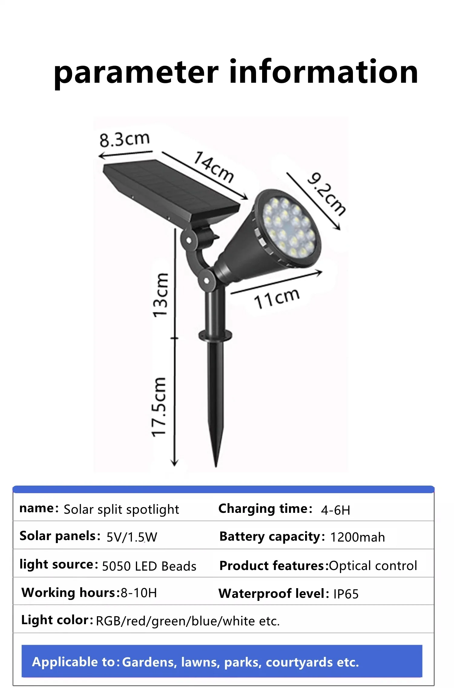 Einzigartiges Design: 18 LED-RGB-Strahler, wasserdichte Garten-LED-Solarstrahler, geeignet für Wege, Landschaftsbau, Rasenflächen