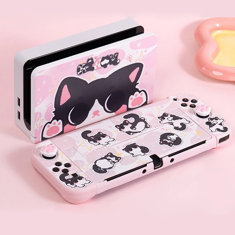

For Nintendo Switch Oled Shell Hard Case Cute Milk Cat Protective Housing Cover Skin for Nintendo Switch 2 Game Accessories