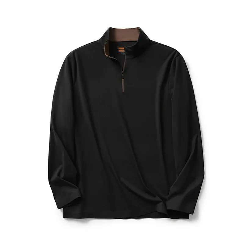 QICHE Men Ultra Fine Warm Fleece Half Zip T Shirt Seamless Press Bond Light Thermal Long Sleeve Base Top Spring Autumn
