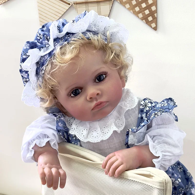 Muñecas para niños pequeños de 60CM, Tutti con pelo rubio, realistas, de la vida Real, para niñas pequeñas, piel pintada en 3D, venas visibles, bebe Reborn
