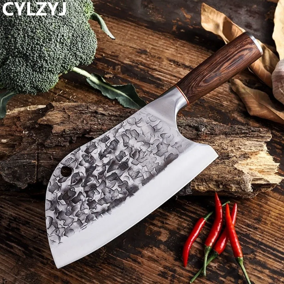 Coltello da cucina forgiato a mano coltello da macellaio mannaia per tagliare la carne coltello da cucina per Chef serbo 5 cr15 strumenti per