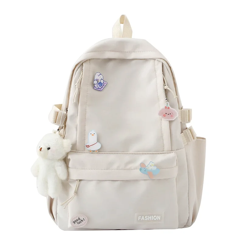 Solid Color Schoolbags Junior High School Student Backpack Elementary College Soft Backpack Shoulder Bag Women