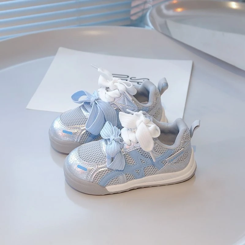 

Детские весенне-осенние модные кроссовки с дышащей сеткой на мягкой подошве для бега, удобная модная обувь для девочек