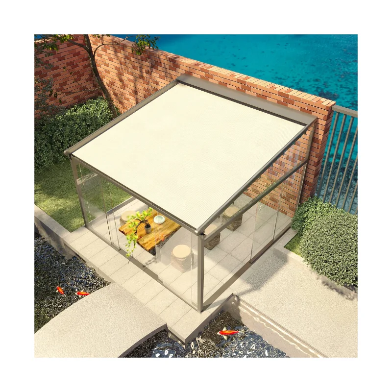 Waterproof Sunshade Roof Awning Garden Sun Shades Canopy Aluminum Alloy Customized Outdoor Electric Retractable PVC