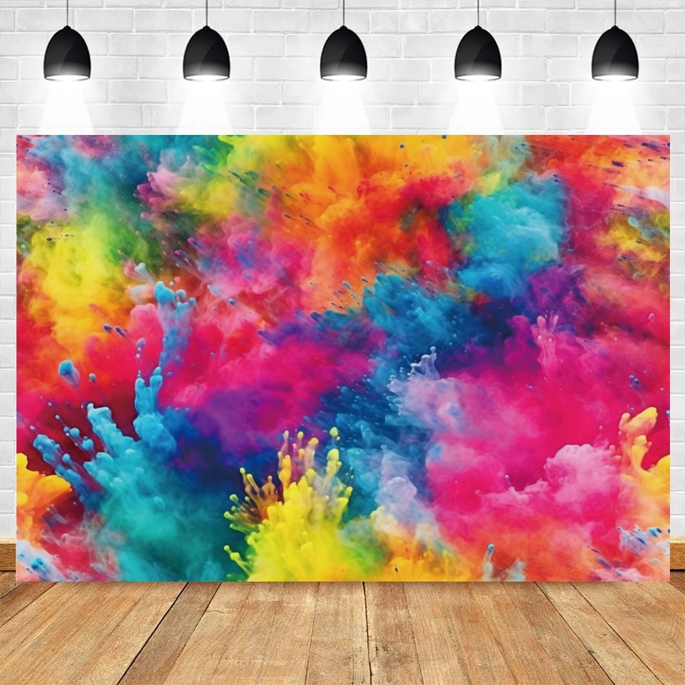 Colorful Paint Splash Backdrop Graffiti Abstract Art Painting Powder Dust Spray Birthday Adult Portrait Photography Background