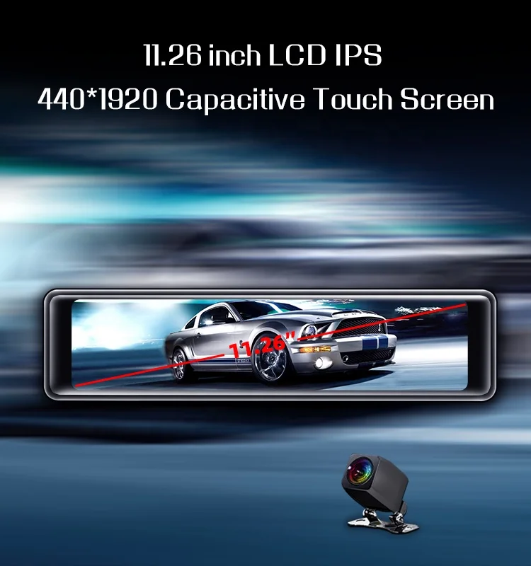 12 Inch Car Dvr Universal Carplay Mirror Dash Cam Dual Lens Car Camera Full Hd Drive Recorder Stream Dash Camera Rearview Mirror
