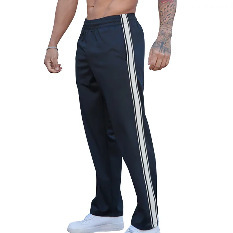 Pantalon de sport à rayures latérales pour hommes, tube droit, style Vibe polyvalent, rue haute, décontracté, nouveau