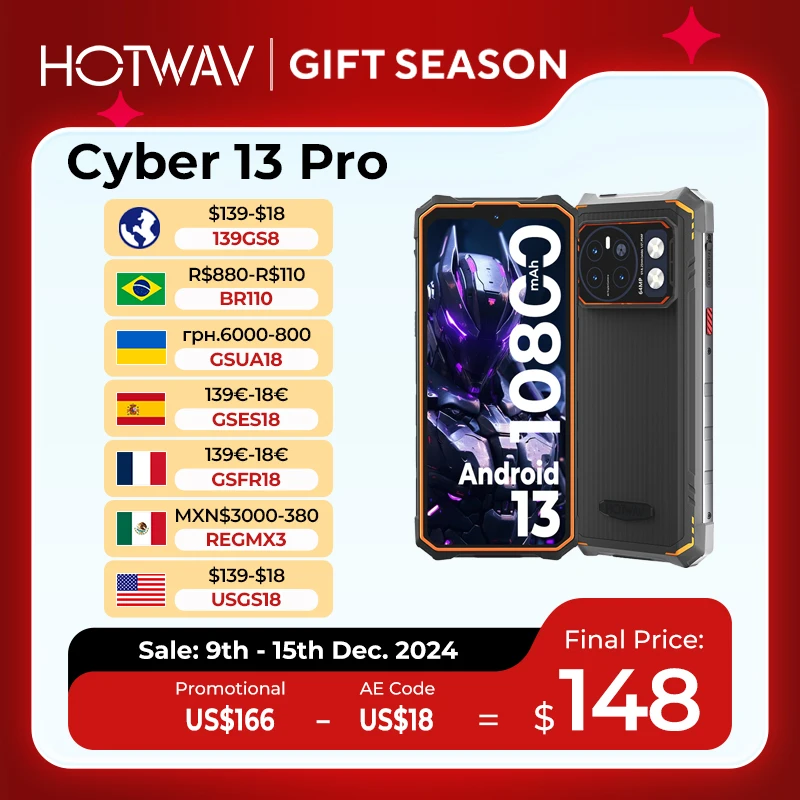 [World Premiere] HOTWAV Cyber 13 Pro 20GB+256GB 6.6\'\' FHD+ 2K 150LM Flashlight 64MP Android 13 10800mAh 20W Fast Charging Global