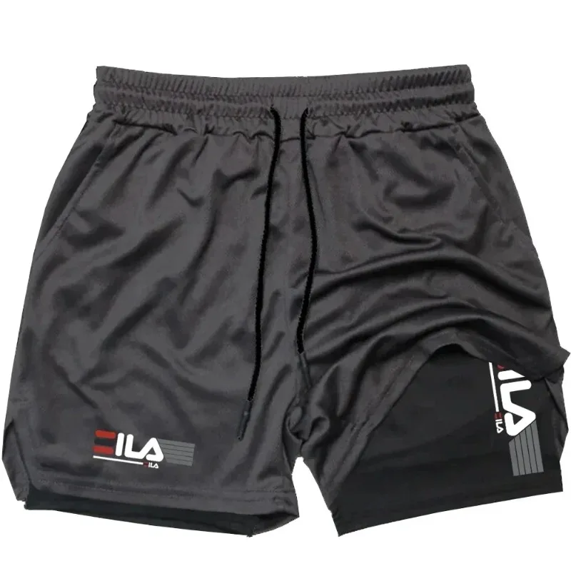 Men's Two-in-One Sports Shorts Quick-Drying Breathable and Casual Sports Moisture Absorbing Clothing Double Layer for Running