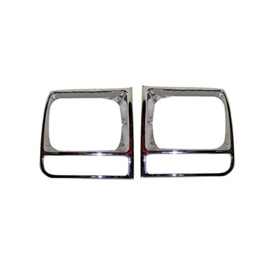 

CH2512165 CH2513165 Bundle for 19972001 Jeep Cherokee Headlight Door Bezel All Chrome Set = LH + RH Complete Replacement with P