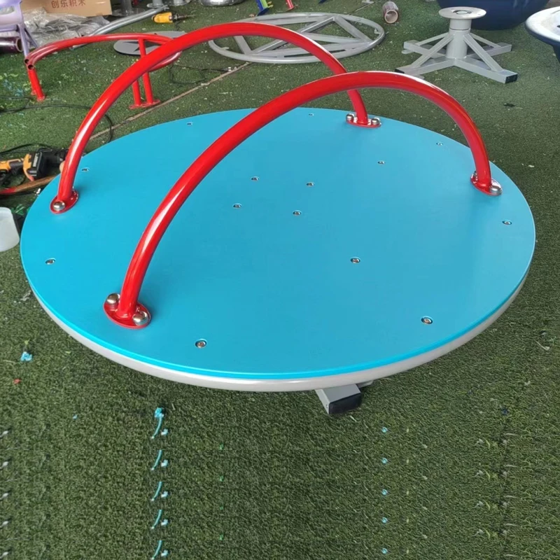 Commercial Outdoor Playground Swivel Chair Kids Merry Go Round Roundabout with Safety Railings