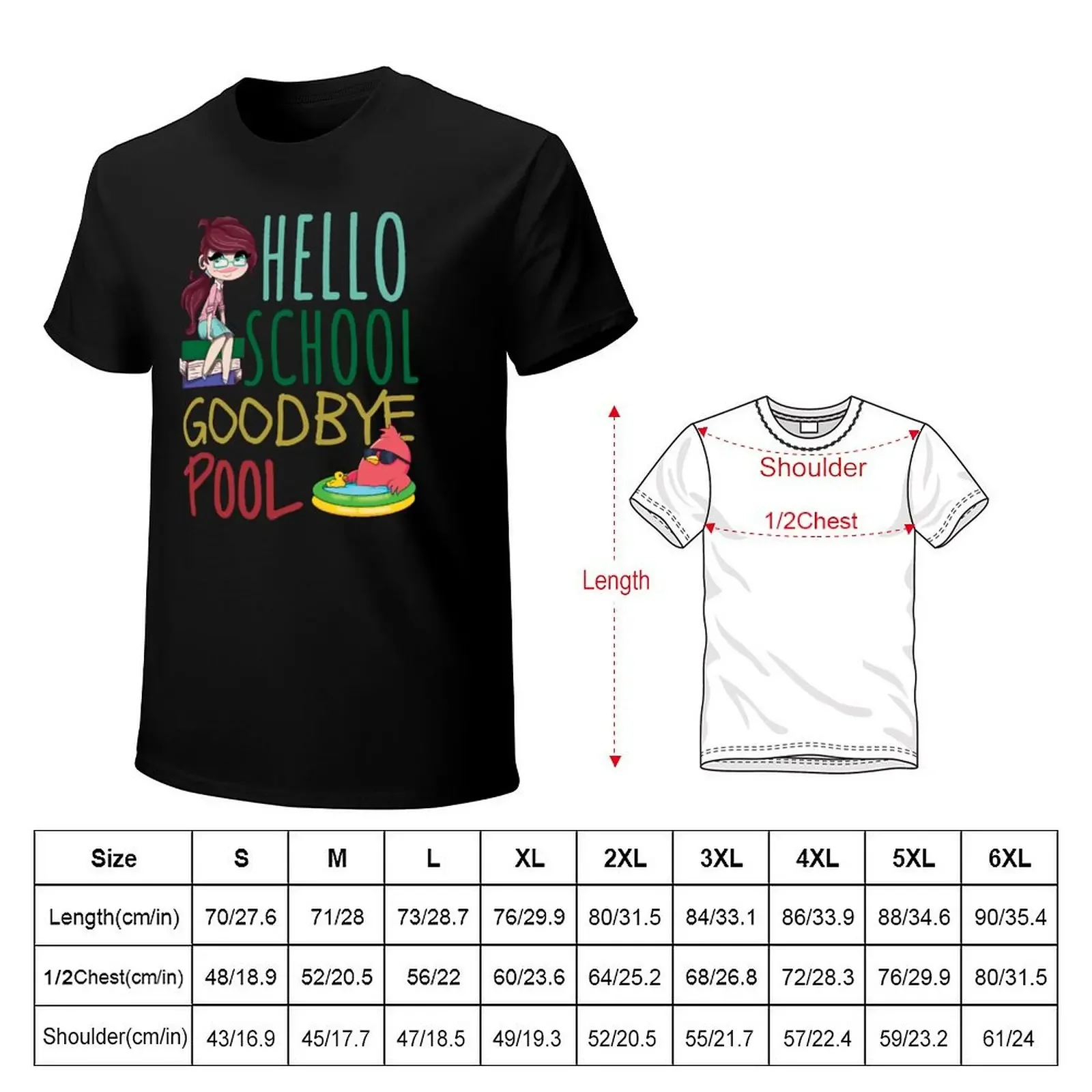 Hello School Goodbye Pool, Funny Back To School T-Shirt anime stuff sports fans t shirts for men graphic