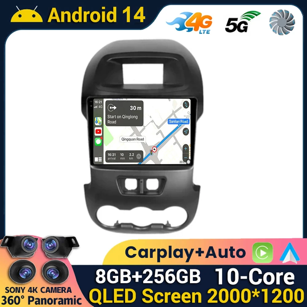 Android Radio For Ford Ranger 2012 - 2016 Car Multimedia Player Android 14 Touch Screen GPS Navigation Carplay No 2din DVD DSP