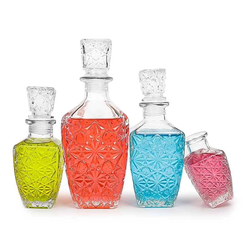 

High-end creative square decanter crystal glass wine decanter with glass lid