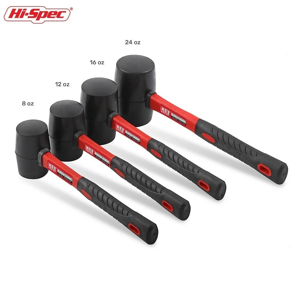 Hi-Spec-Dupla Face Mallet Borracha, Heavy Duty, Mini martelo multifuncional, Household Ferramenta Mão, 8, 12, 16, 24 Oz, 1pc