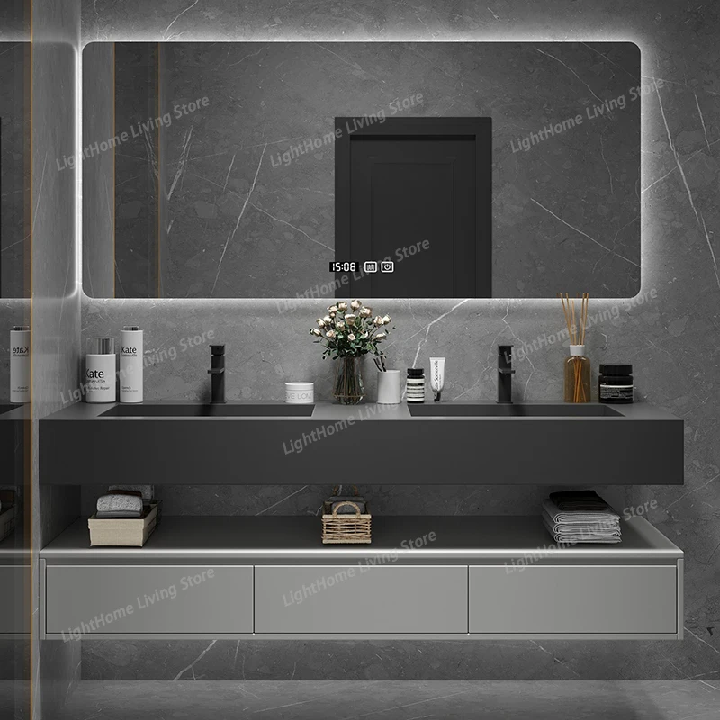 

Black Lighting Shelf Bathroom Cabinet Organizer Luxury Hotel Toilet Bathroom Cabinet Vanity Meuble Salle De Bain Home Furniture
