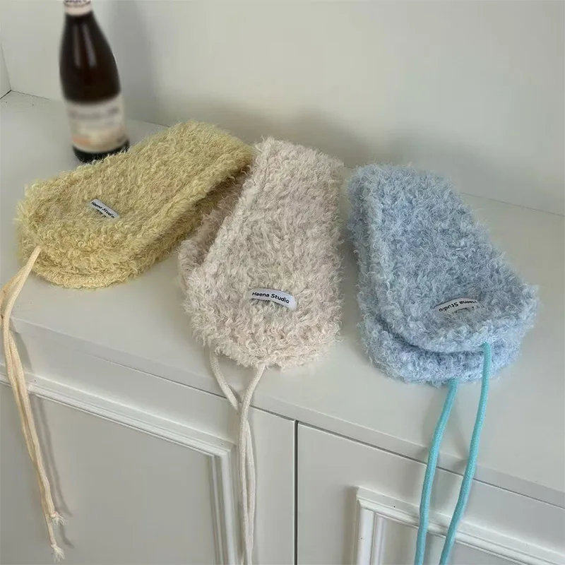 Paraorecchie invernali in pizzo peloso coreano Paraorecchie invernali spesse e calde per le orecchie invernali Nuovi accessori invernali per copriorecchie da donna creativi